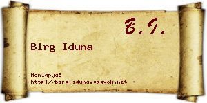 Birg Iduna névjegykártya